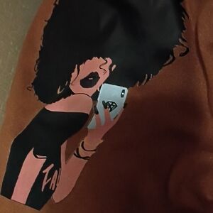 Long sleeve Brown Graphic Sweatshirt with Illustration,Shien Size 2x